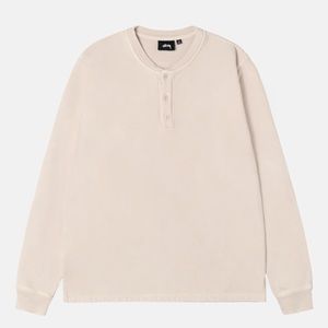 Study, Open Hem Henley Flee e, size L, Natural/Cream